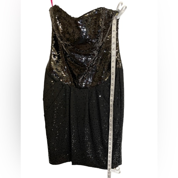 Betsey Johnson Black Sequin Dress Size 6 Fits Size 4 Strapless or with Straps - Picture 12 of 16